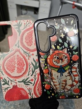 Cute Orange Cat Garden and Pela Pomegranate Phone Case Samsung S25
